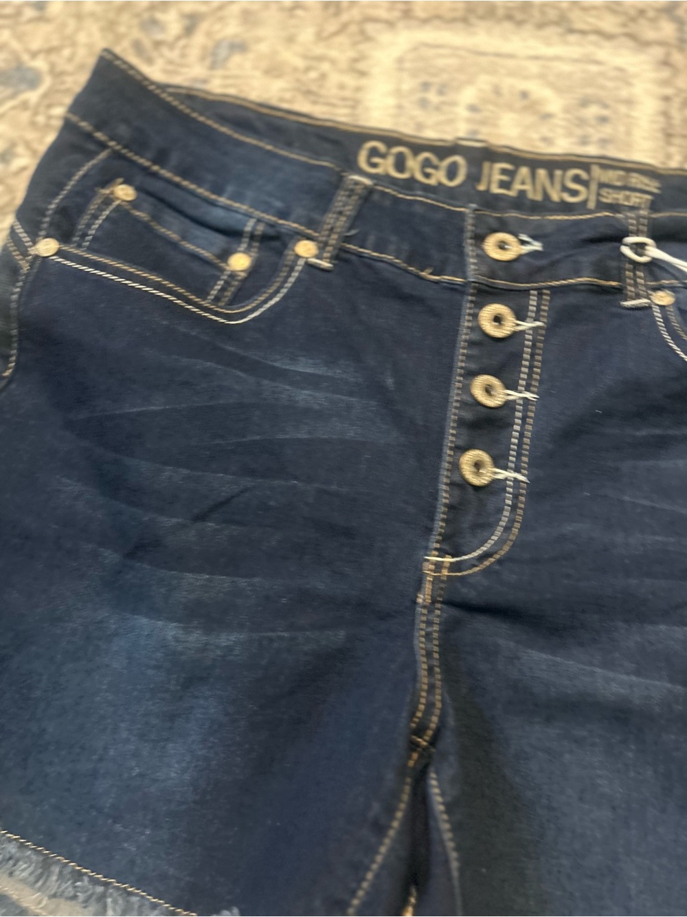GOGO Dark Blue Mid-Rise Denim Shorts - Picture 2 of 8